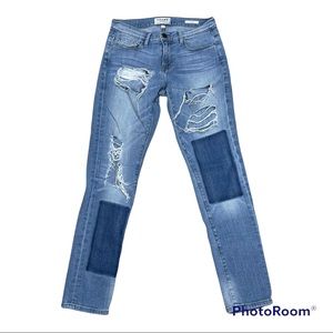 FRAME‎ Denim Le Garcon Distressed Medium Rise Light Wash Women’s Jeans Size 24